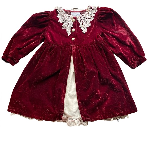 Vintage 90s You Babes Crimson Velvet Victorian Style